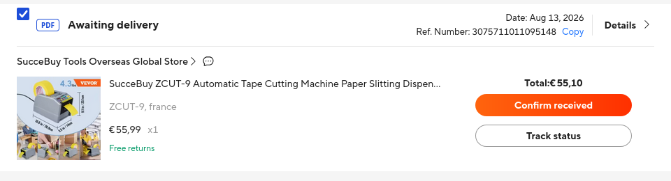 AliExpress orders overview with AliVAT checkboxes on each order